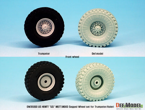 DEFモデル DW35090 1/35 現用 アメリカ HEMTT M977/M983 重機動戦術トラック 自重変形タイヤセット(トランペッター/イタレリ用)(4種各2個,マスキングシール付き)