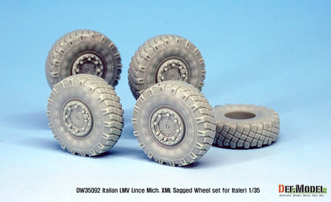 DEFモデル DW35092 1/35 現用 イタリア リンス LMV(軽戦術多目的車両) 自重変形タイヤセット(ミシュランXML)(イタレリ用)(2種各2個+スペアタイヤ1個入り,マスキングシール付き)