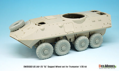 DEFモデル DW35093 1/35 現用 アメリカ海兵隊 LAV-25 歩兵戦闘車 自重変形タイヤセット(ミシュランXL)(トランペッター用)(8種各1個+スペアタイヤ1個入り,マスキングシール付き)