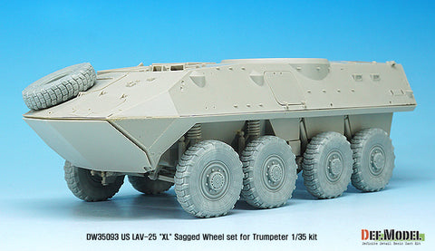 DEFモデル DW35093 1/35 現用 アメリカ海兵隊 LAV-25 歩兵戦闘車 自重変形タイヤセット(ミシュランXL)(トランペッター用)(8種各1個+スペアタイヤ1個入り,マスキングシール付き)