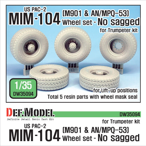 DEFモデル DW35094 1/35 現用 アメリカ MIM-104 パトリオットミサイル ”M901発射機”,”AN/MPQ-53レーダー車” リフトアップ状態 タイヤセット(トランペッター用)(2種各2個+スペアタイヤ1個入り,マスキングシール付き)