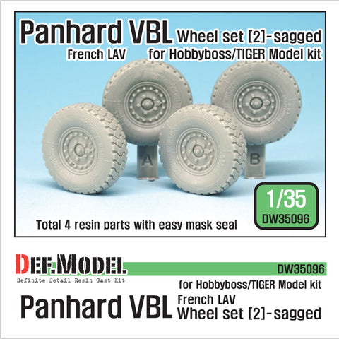 DEFモデル DW35096 1/35 現用 フランス パナール VBL 軽装甲偵察車 自重変形タイヤセット(2)(タイガーモデル/ホビーボス用)(2種各2個,マスキングシール付き)