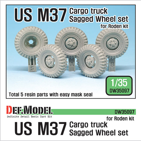 DEFモデル DW35097 1/35 現用 アメリカ ダッジ M37 四輪駆動カーゴトラック 自重変形タイヤセット(ローデン用)(2種各2個+スペアタイヤ1個入り,マスキングシール付き)