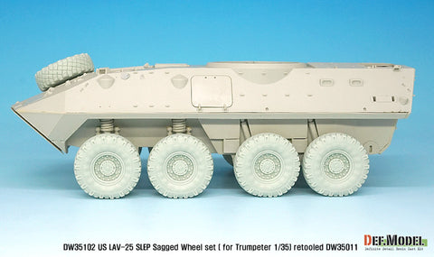 DEFモデル DW35102 1/35 現用 アメリカ LAV-25 歩兵戦闘車 SLEP(運用延長改修車) 自重変形タイヤセット(トランペッター用)(4種各2個+スペアタイヤ1個入り,マスキングシール付き)
