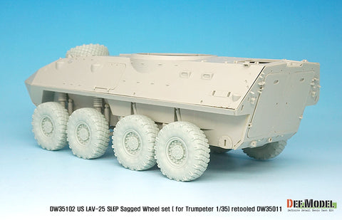 DEFモデル DW35102 1/35 現用 アメリカ LAV-25 歩兵戦闘車 SLEP(運用延長改修車) 自重変形タイヤセット(トランペッター用)(4種各2個+スペアタイヤ1個入り,マスキングシール付き)
