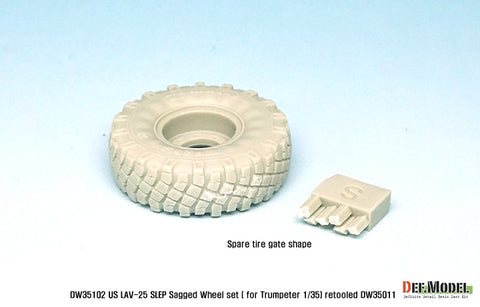DEFモデル DW35102 1/35 現用 アメリカ LAV-25 歩兵戦闘車 SLEP(運用延長改修車) 自重変形タイヤセット(トランペッター用)(4種各2個+スペアタイヤ1個入り,マスキングシール付き)
