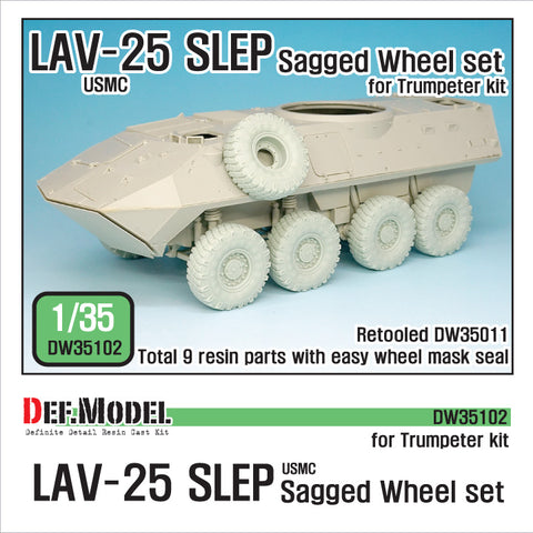 DEFモデル DW35102 1/35 現用 アメリカ LAV-25 歩兵戦闘車 SLEP(運用延長改修車) 自重変形タイヤセット(トランペッター用)(4種各2個+スペアタイヤ1個入り,マスキングシール付き)