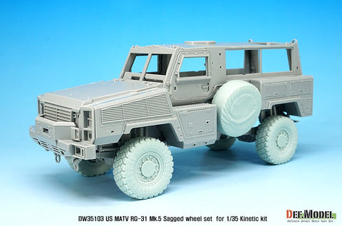 DEFモデル DW35103 1/35 現用 アメリカ RG-31 Mk.5 MRAP 自重変形タイヤセット(キネティック用)(2種各2個+スペアタイヤ2個入り,マスキングシール付き)