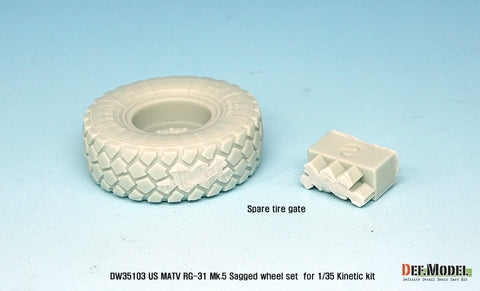 DEFモデル DW35103 1/35 現用 アメリカ RG-31 Mk.5 MRAP 自重変形タイヤセット(キネティック用)(2種各2個+スペアタイヤ2個入り,マスキングシール付き)