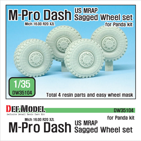 DEFモデル DW35104 1/35 現用 アメリカ マックスプロ ダッシュ MRAP 自重変形タイヤセット(パンダホビー用)(2種各2個入り,マスキングシール付き)