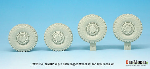 DEFモデル DW35104 1/35 現用 アメリカ マックスプロ ダッシュ MRAP 自重変形タイヤセット(パンダホビー用)(2種各2個入り,マスキングシール付き)