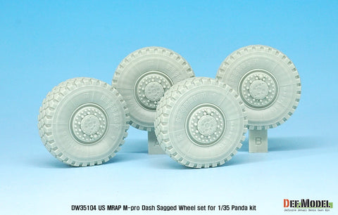 DEFモデル DW35104 1/35 現用 アメリカ マックスプロ ダッシュ MRAP 自重変形タイヤセット(パンダホビー用)(2種各2個入り,マスキングシール付き)