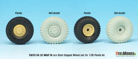 DEFモデル DW35104 1/35 現用 アメリカ マックスプロ ダッシュ MRAP 自重変形タイヤセット(パンダホビー用)(2種各2個入り,マスキングシール付き)