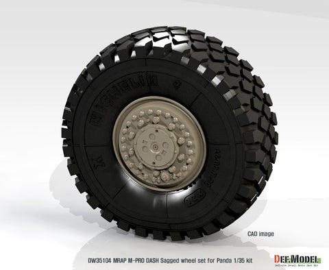 DEFモデル DW35104 1/35 現用 アメリカ マックスプロ ダッシュ MRAP 自重変形タイヤセット(パンダホビー用)(2種各2個入り,マスキングシール付き)