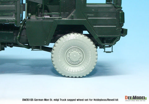 DEFモデル DW35105 1/35 現用 ドイツ MAN 5t. 軍用トラック 自重変形タイヤセット(レベル/ホビーボス用)(2種各2個+スペアタイヤ1個入り,マスキングシール付き)