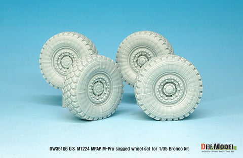 DEFモデル DW35106 1/35 現用 アメリカ M1224 マックスプロ MRAP 自重変形タイヤセット(ブロンコ用)(2種各2個入り,マスキングシール付き)