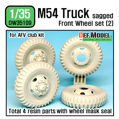 DEFモデル DW35109 1/35 現用 アメリカ M54A2 トラック 自重変形フロントタイヤセット(2)(軍用型 ベトナム戦争)(AFVクラブ用)(2個+スペアタイヤ2個入り,マスキングシール付き)