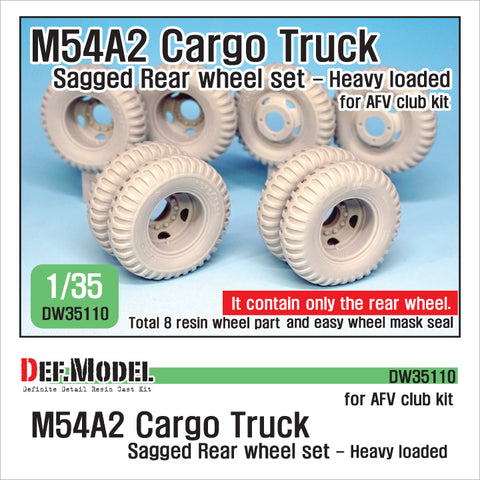 DEFモデル DW35110 1/35 現用 アメリカ M54A2 トラック 自重変形リアタイヤセット(重積載状態)(軍用型 ベトナム戦争)(AFVクラブ用)(2種各4個入り,マスキングシール付き)