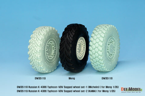 DEFモデル DW35119 1/35 現用 ロシア K-4386 タイフーン VDV(空挺隊)装輪装甲車 自重変形タイヤセット(2)(カマ)(モンモデル用)(4種各1個入り,マスキングシール付き)