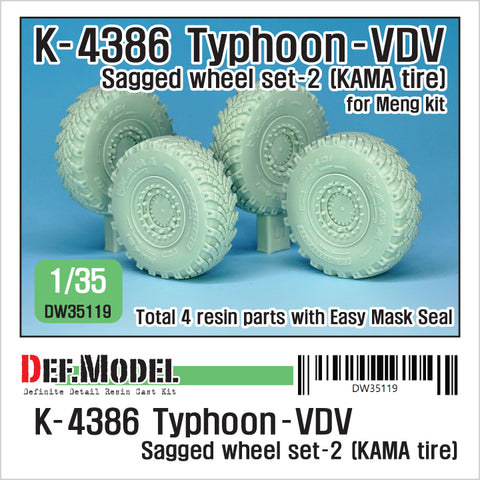 DEFモデル DW35119 1/35 現用 ロシア K-4386 タイフーン VDV(空挺隊)装輪装甲車 自重変形タイヤセット(2)(カマ)(モンモデル用)(4種各1個入り,マスキングシール付き)