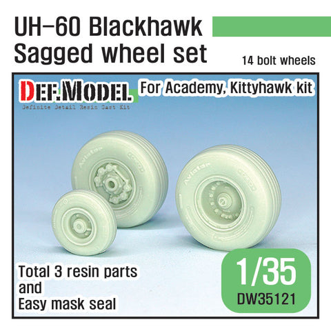 DEFモデル DW35121 1/35 現用 アメリカ UH-60 ブラックホーク ヘリコプター 自重変形タイヤセット(アカデミー/キティホーク用)(2種計3個入り,マスキングシール付き)