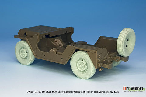 DEFモデル DW35124 1/35 現用 アメリカ M151A1 マット 小型多用途トラック 自重変形タイヤセット”初期型”(2)(民生タイヤ)(タミヤ/アカデミー用)(4個+スペアタイヤ1個入り,マスキングシール付き,レジンパーツ付き)