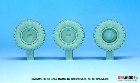 DEFモデル DW35125 1/35 現用 イギリス ジャッカル1 MWMIK(高機動戦闘車両) 自重変形タイヤセット(ホビーボス用)(2種各2個+スペアタイヤ1個入り,マスキングシール付き)