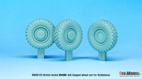 DEFモデル DW35125 1/35 現用 イギリス ジャッカル1 MWMIK(高機動戦闘車両) 自重変形タイヤセット(ホビーボス用)(2種各2個+スペアタイヤ1個入り,マスキングシール付き)