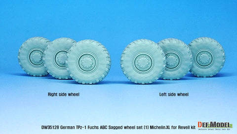 DEFモデル DW35129 1/35 現用 ドイツ TPz-1 フクス A6 ABC(NBC偵察車両) 自重変形タイヤセット(2)(コンチネンタルHCS(悪路用))(レベル用)(3種各2個入り,マスキングシール付き)
