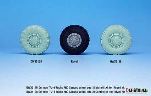DEFモデル DW35129 1/35 現用 ドイツ TPz-1 フクス A6 ABC(NBC偵察車両) 自重変形タイヤセット(2)(コンチネンタルHCS(悪路用))(レベル用)(3種各2個入り,マスキングシール付き)