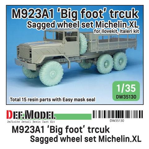 DEFモデル DW35130 1/35 現用 アメリカ M923A1 ビッグフット 大型軍用トラック 自重変形タイヤセット(ミシュランXL)(アイラブキット/イタレリ用)(6種各1個+スペアタイヤ1個入り,マスキングシール付き)