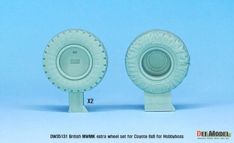 DEFモデル DW35131 1/35 現用 イギリス MWMIK(高機動戦闘車両) 追加タイヤセット(ホビーボス 6x6 コヨーテ用)(自重変形タイヤ1種2個+スペタタイヤ1個入り,マスキングシール付き)