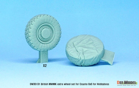 DEFモデル DW35131 1/35 現用 イギリス MWMIK(高機動戦闘車両) 追加タイヤセット(ホビーボス 6x6 コヨーテ用)(自重変形タイヤ1種2個+スペタタイヤ1個入り,マスキングシール付き)