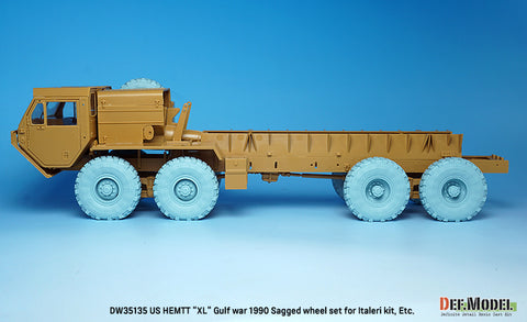 DEFモデル DW35135 1/35 現用 アメリカ M977 HEMTT(重高機動戦術トラック) 自重変形タイヤセット(ミシュランXL)湾岸戦争1990年(イタレリ等用)(4種各2個+スペアタイヤ1個入り,マスキングシール付き)