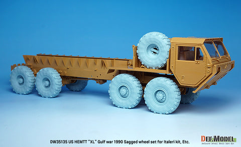 DEFモデル DW35135 1/35 現用 アメリカ M977 HEMTT(重高機動戦術トラック) 自重変形タイヤセット(ミシュランXL)湾岸戦争1990年(イタレリ等用)(4種各2個+スペアタイヤ1個入り,マスキングシール付き)