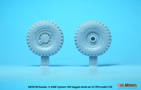 DEFモデル DW35136 1/35 現用 ロシア K-4386 タイフーン VDV(空挺隊)装輪装甲車 自重変形タイヤセット(RPGモデル用)(2種各2個入り,マスキングシール付き)