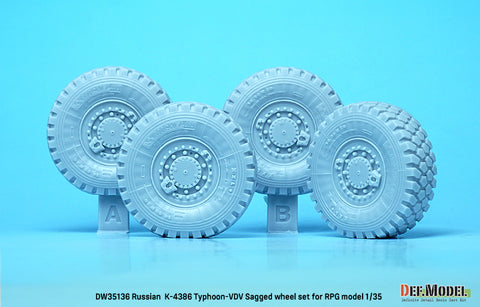 DEFモデル DW35136 1/35 現用 ロシア K-4386 タイフーン VDV(空挺隊)装輪装甲車 自重変形タイヤセット(RPGモデル用)(2種各2個入り,マスキングシール付き)