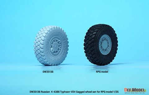 DEFモデル DW35136 1/35 現用 ロシア K-4386 タイフーン VDV(空挺隊)装輪装甲車 自重変形タイヤセット(RPGモデル用)(2種各2個入り,マスキングシール付き)