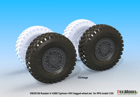 DEFモデル DW35136 1/35 現用 ロシア K-4386 タイフーン VDV(空挺隊)装輪装甲車 自重変形タイヤセット(RPGモデル用)(2種各2個入り,マスキングシール付き)