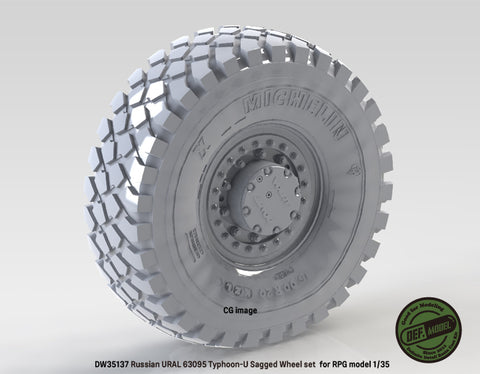 DEFモデル DW35137 1/35 現用 ロシア ウラル 63095 タイフーン-U MRAP 自重変形タイヤセット(RPGモデル用)(3種各2個入り,マスキングシール付き)