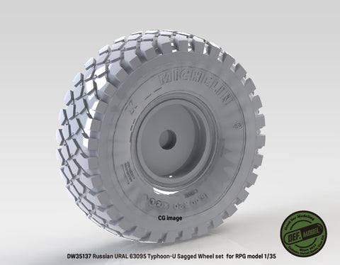 DEFモデル DW35137 1/35 現用 ロシア ウラル 63095 タイフーン-U MRAP 自重変形タイヤセット(RPGモデル用)(3種各2個入り,マスキングシール付き)