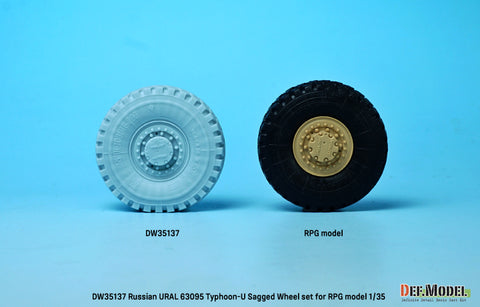 DEFモデル DW35137 1/35 現用 ロシア ウラル 63095 タイフーン-U MRAP 自重変形タイヤセット(RPGモデル用)(3種各2個入り,マスキングシール付き)