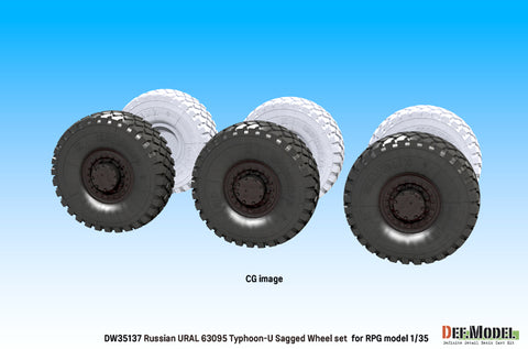 DEFモデル DW35137 1/35 現用 ロシア ウラル 63095 タイフーン-U MRAP 自重変形タイヤセット(RPGモデル用)(3種各2個入り,マスキングシール付き)