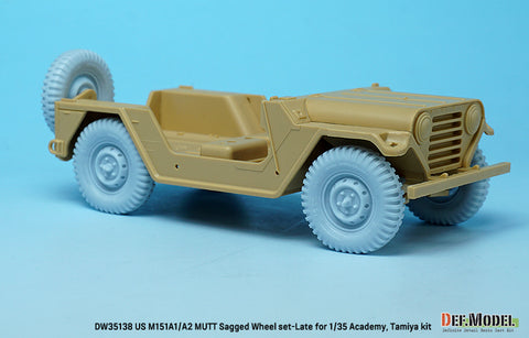 DEFモデル DW35138 1/35 現用 アメリカ M151A1/A2 マット 小型多用途トラック 自重変形タイヤセット”後期型”(タミヤ/アカデミー用)(4個+スペアタイヤ1個入り,マスキングシール付き,レジンパーツ付き)