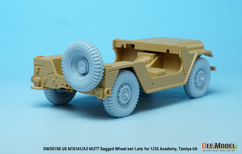 DEFモデル DW35138 1/35 現用 アメリカ M151A1/A2 マット 小型多用途トラック 自重変形タイヤセット”後期型”(タミヤ/アカデミー用)(4個+スペアタイヤ1個入り,マスキングシール付き,レジンパーツ付き)