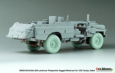 DEFモデル DW35140 1/35 WWII イギリス S.A.S. ランドローバー・ピンクパンサー 自重変形タイヤセット(タミヤ/イタレリ用)(2種各2個+スペアタイヤ1個入り,マスキングシール付き)