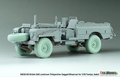 DEFモデル DW35140 1/35 WWII イギリス S.A.S. ランドローバー・ピンクパンサー 自重変形タイヤセット(タミヤ/イタレリ用)(2種各2個+スペアタイヤ1個入り,マスキングシール付き)