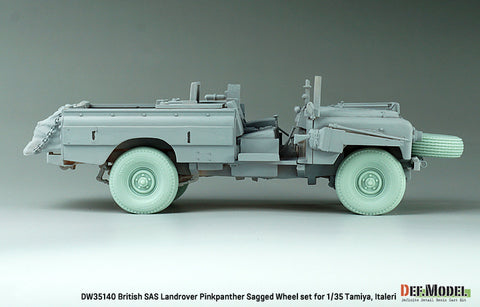 DEFモデル DW35140 1/35 WWII イギリス S.A.S. ランドローバー・ピンクパンサー 自重変形タイヤセット(タミヤ/イタレリ用)(2種各2個+スペアタイヤ1個入り,マスキングシール付き)