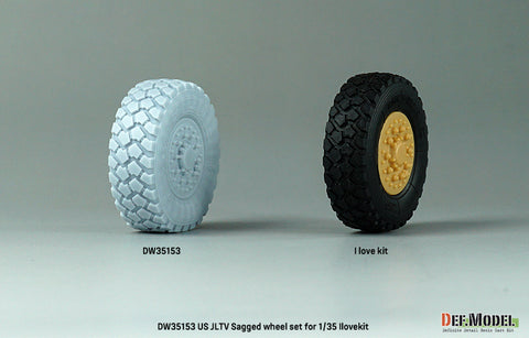DEFモデル DW35153 1/35 現用 アメリカ JLTV(統合軽戦術車両) 自重変形タイヤセット(アイラブキット用)(2種各2個+スペアタイヤ1個入り,マスキングシール付き)