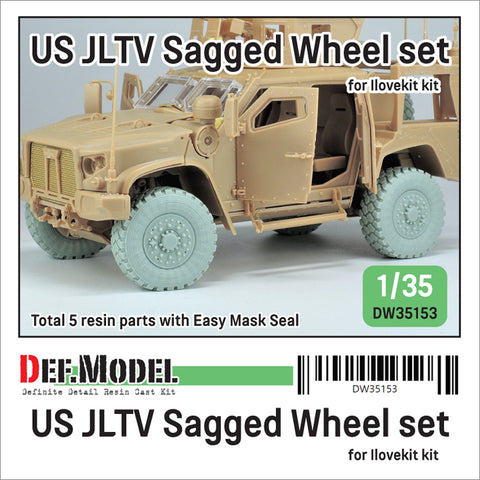 DEFモデル DW35153 1/35 現用 アメリカ JLTV(統合軽戦術車両) 自重変形タイヤセット(アイラブキット用)(2種各2個+スペアタイヤ1個入り,マスキングシール付き)
